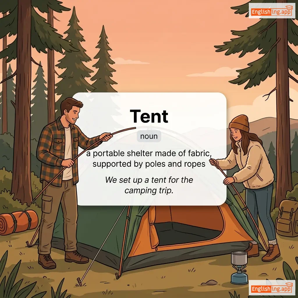 Tent definition card — visual illustration of the meaning