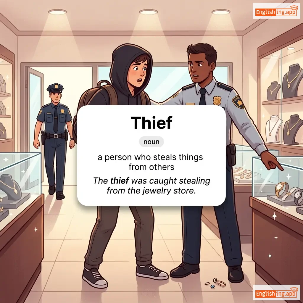 Thief definition card — visual illustration of the meaning