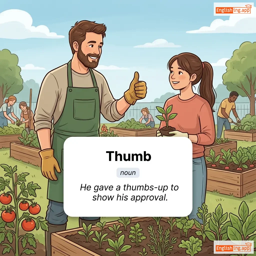Thumb definition card — visual illustration of the meaning