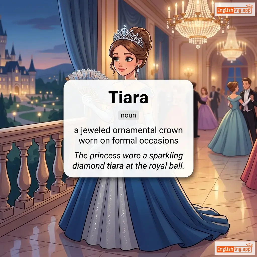 Tiara definition card — visual illustration of the meaning