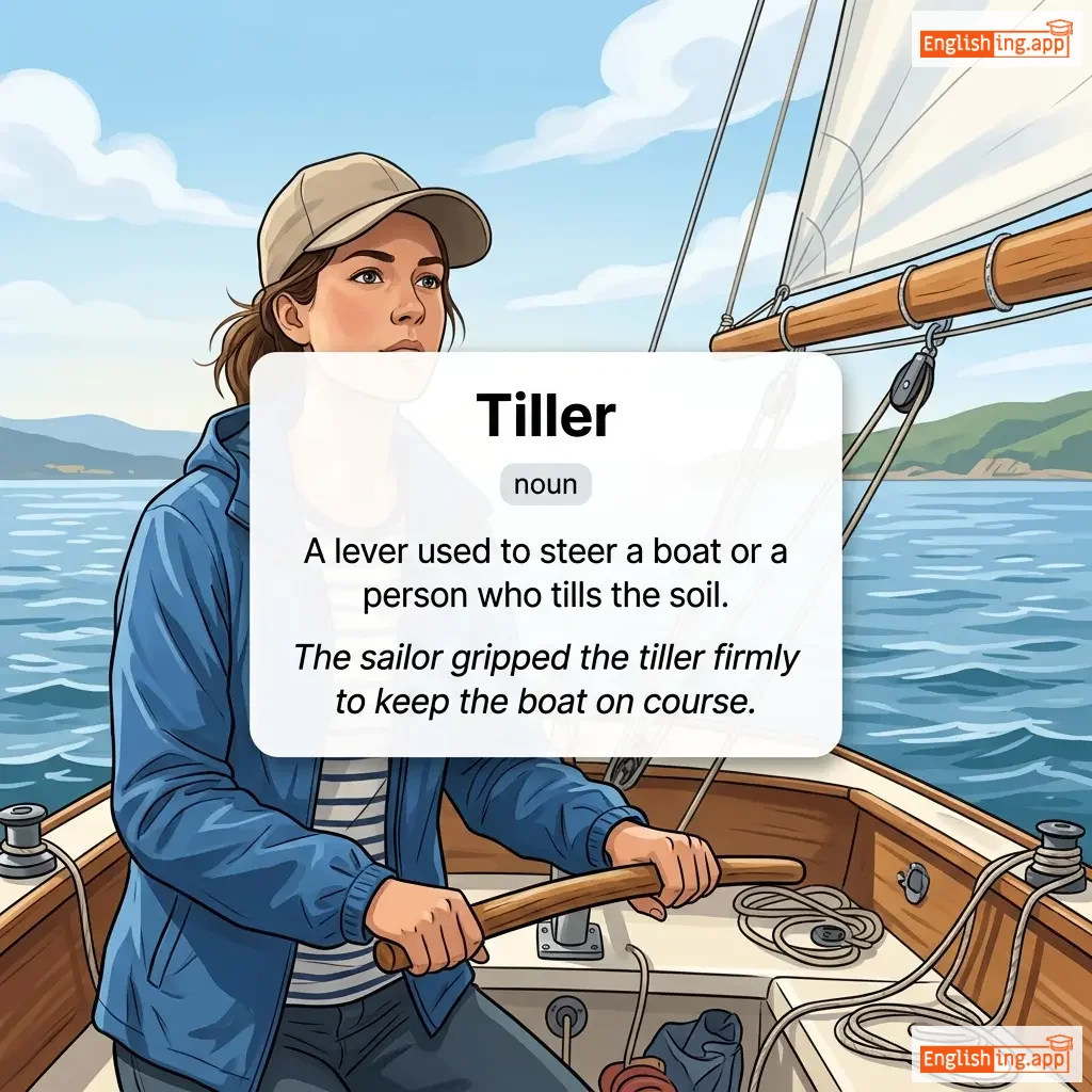 Tiller definition card — visual illustration of the meaning