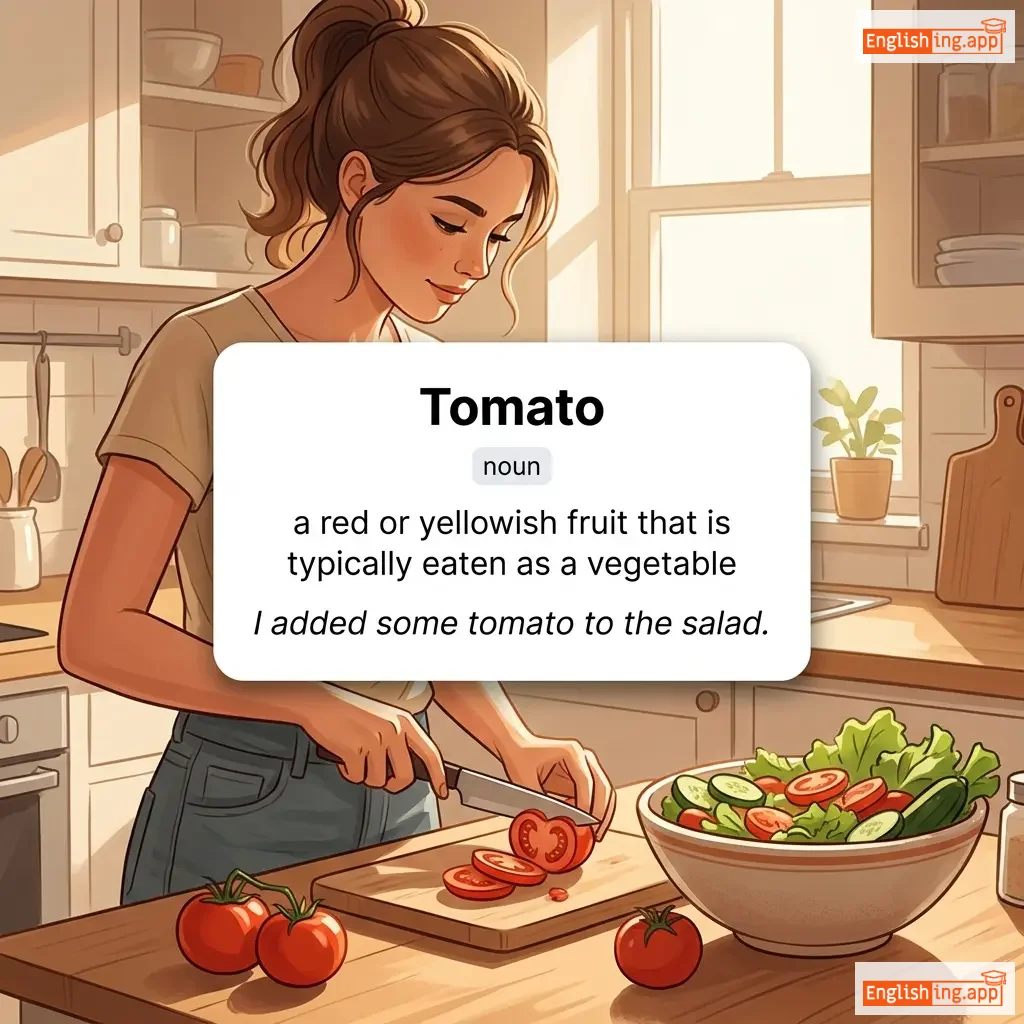 Tomato definition card — visual illustration of the meaning