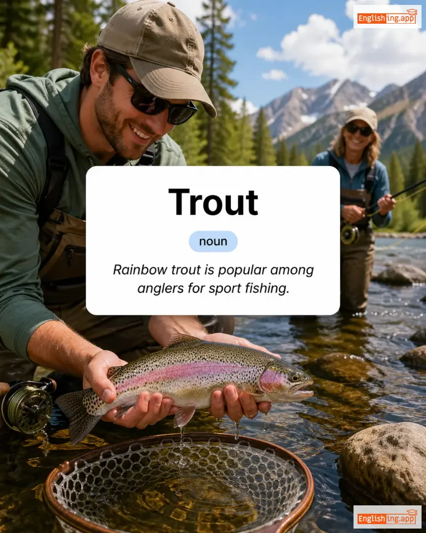 Trout definition card — visual illustration of the meaning