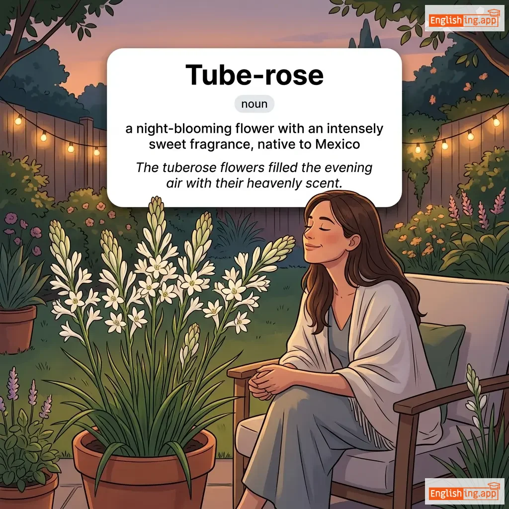 Tube-rose definition card — visual illustration of the meaning