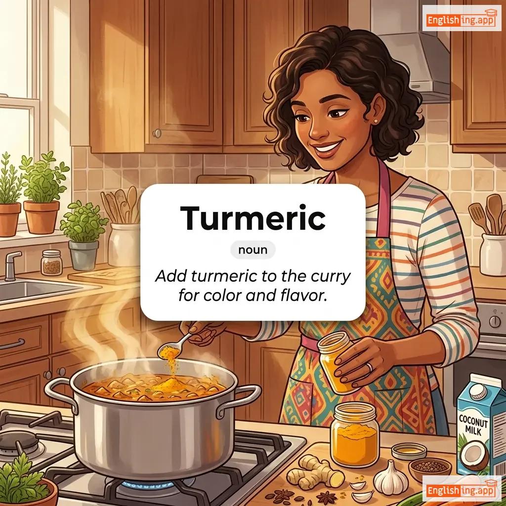 Turmeric definition card — visual illustration of the meaning