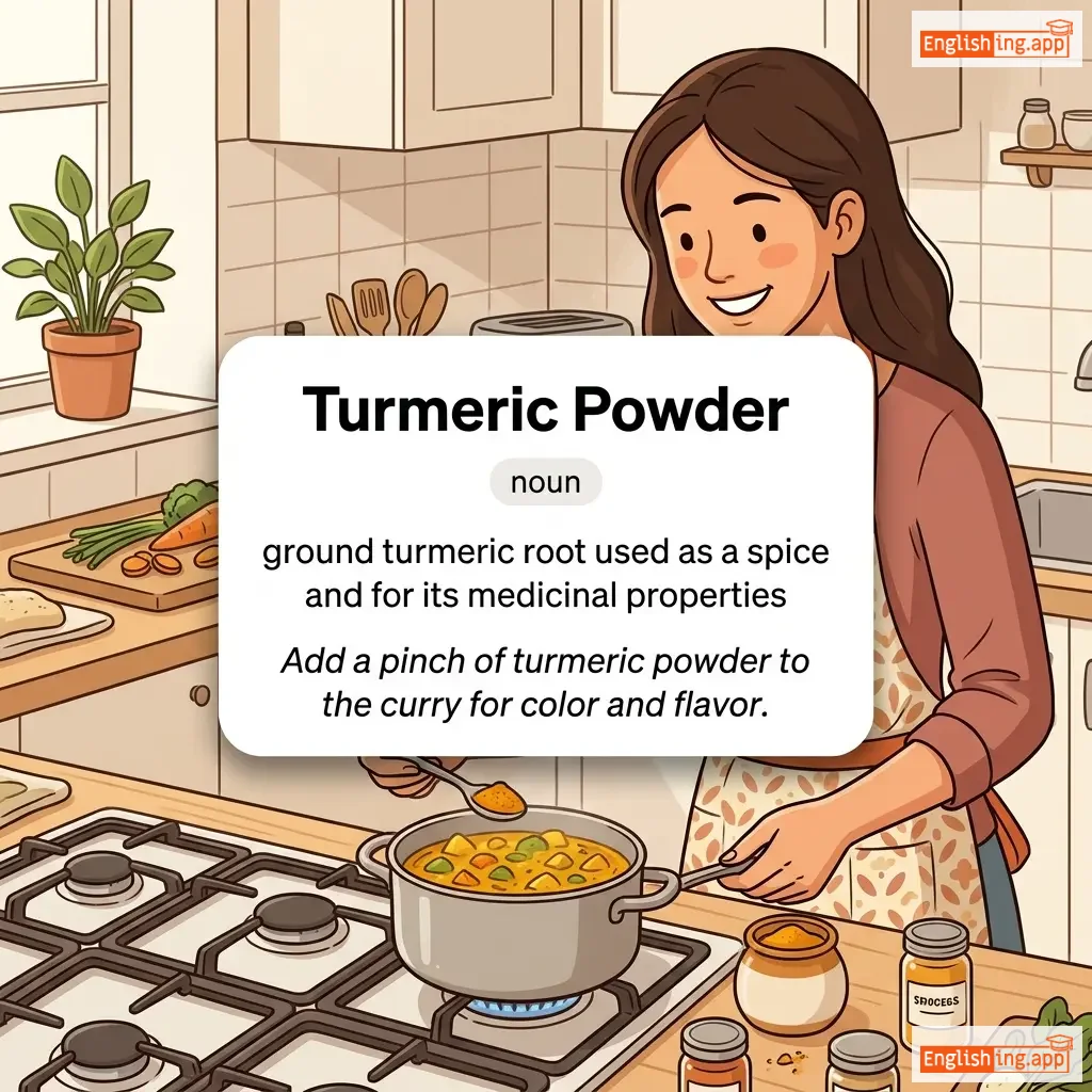 Turmeric Powder definition card — visual illustration of the meaning