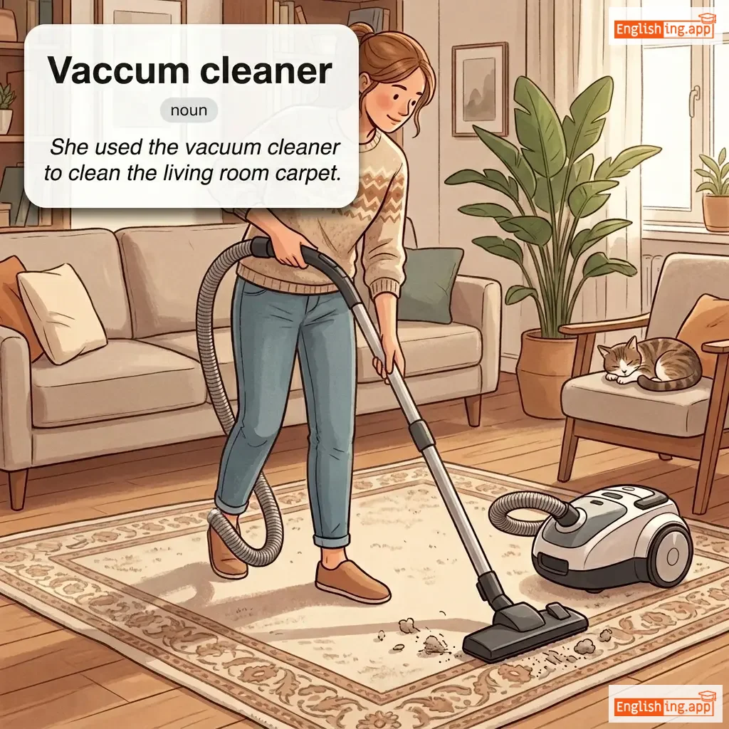 Vaccum cleaner definition card — visual illustration of the meaning