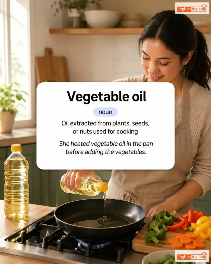 Vegetable oil definition card — visual illustration of the meaning