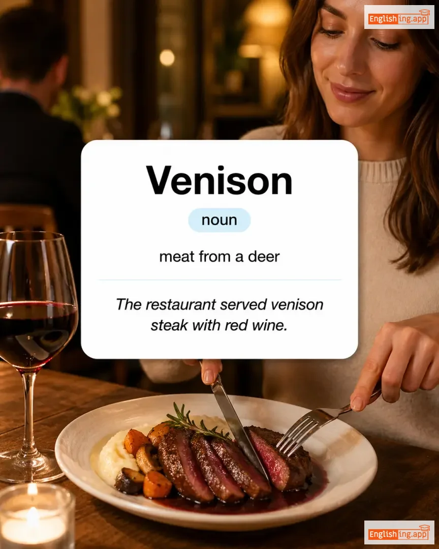Venison definition card — visual illustration of the meaning