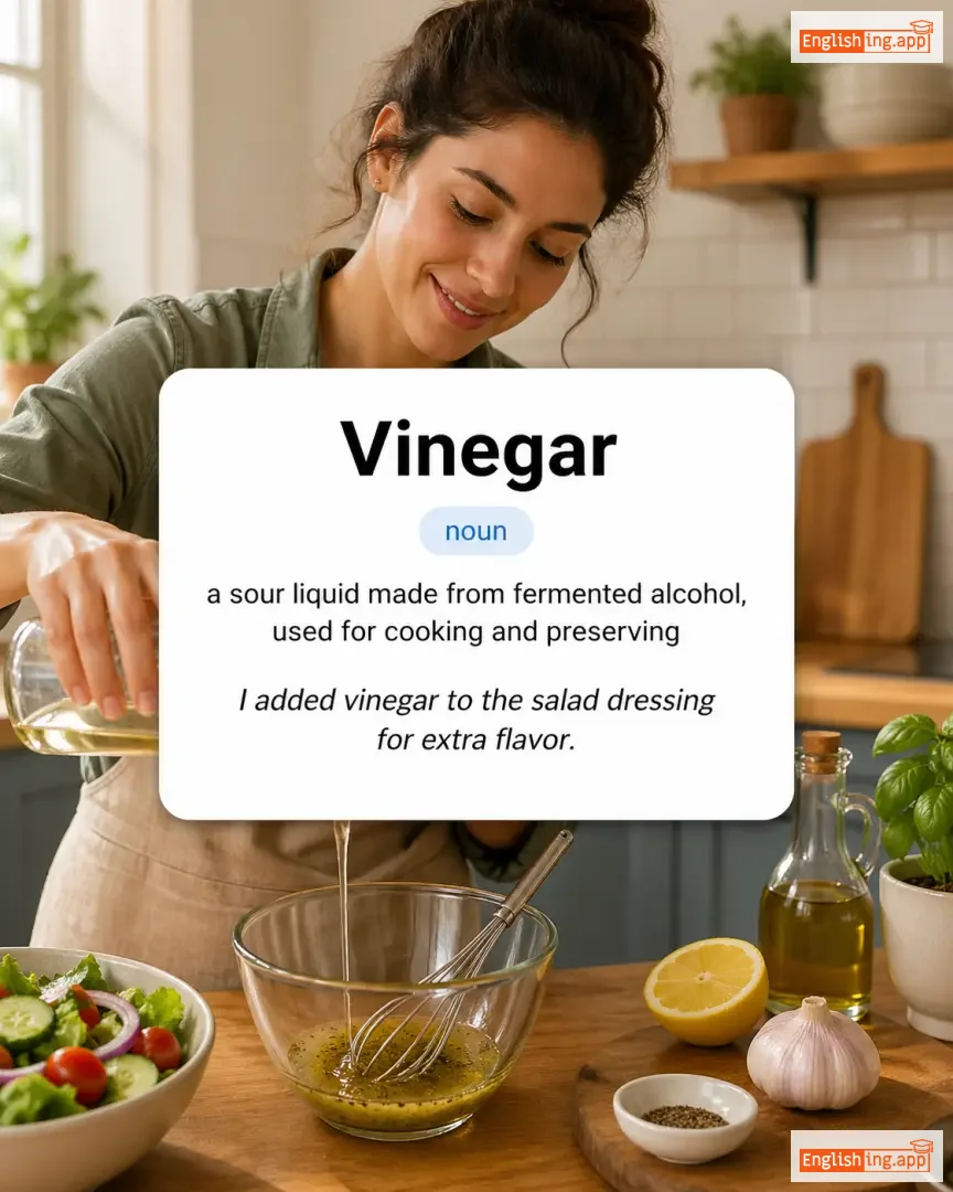 Vinegar definition card — visual illustration of the meaning