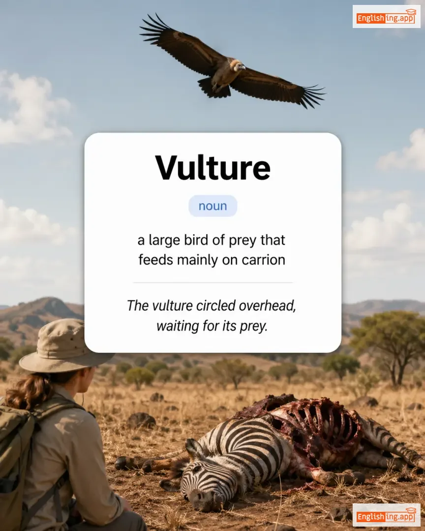 Vulture definition card — visual illustration of the meaning