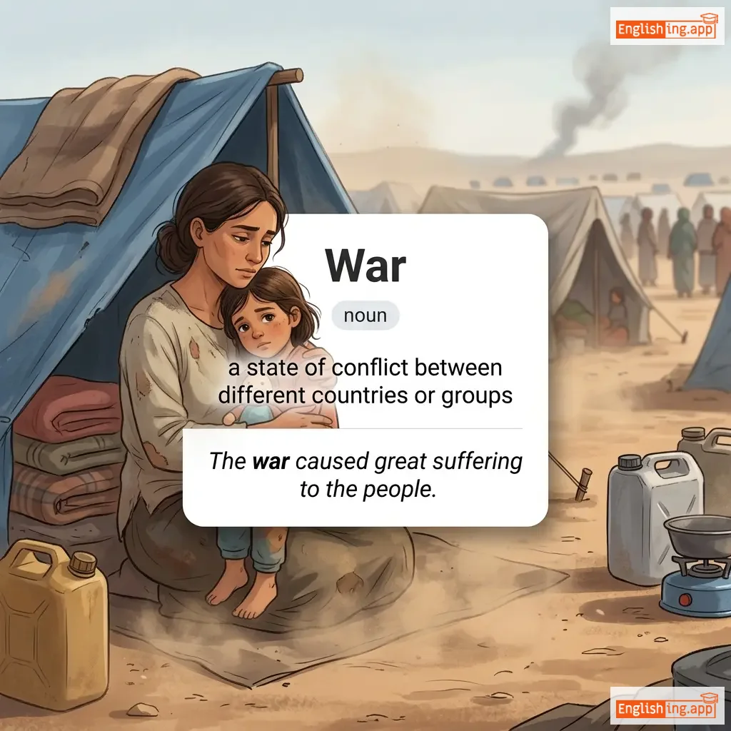 War definition card — visual illustration of the meaning