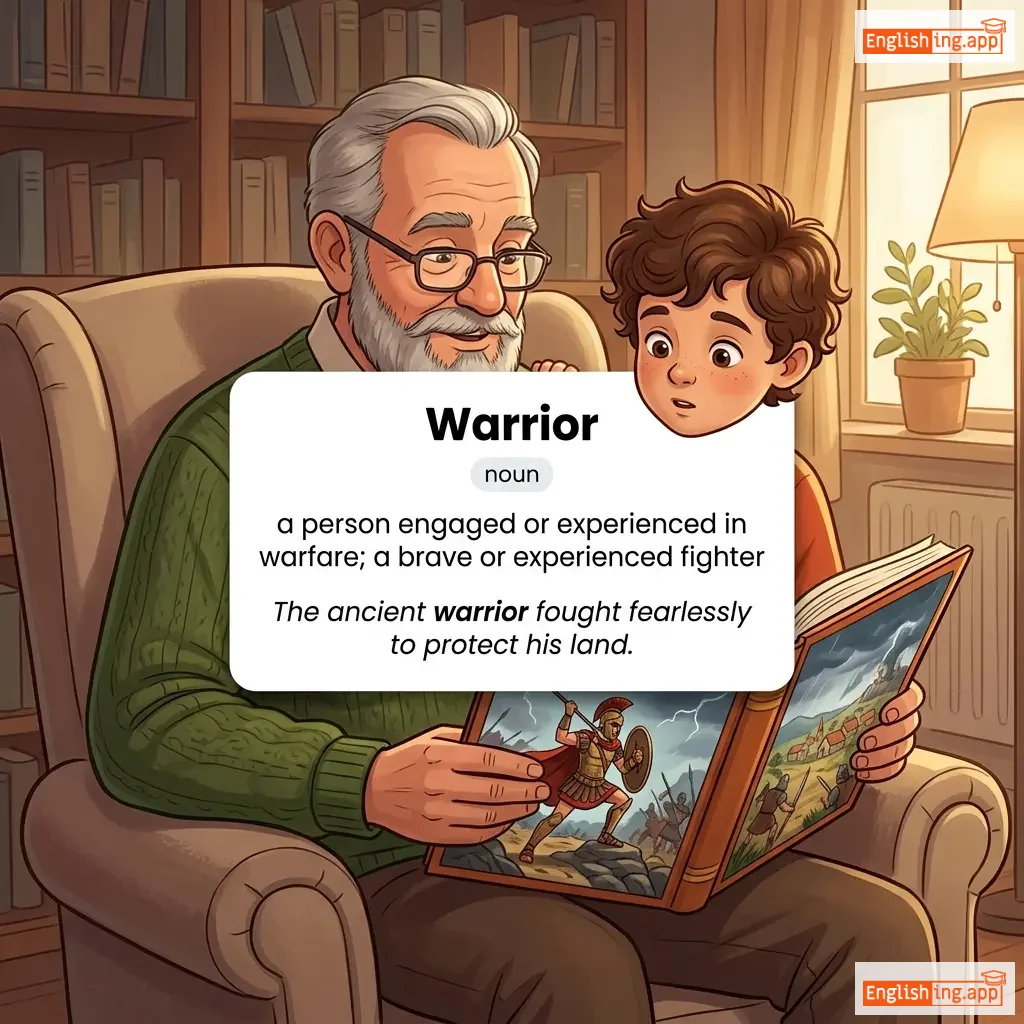 Warrior definition card — visual illustration of the meaning
