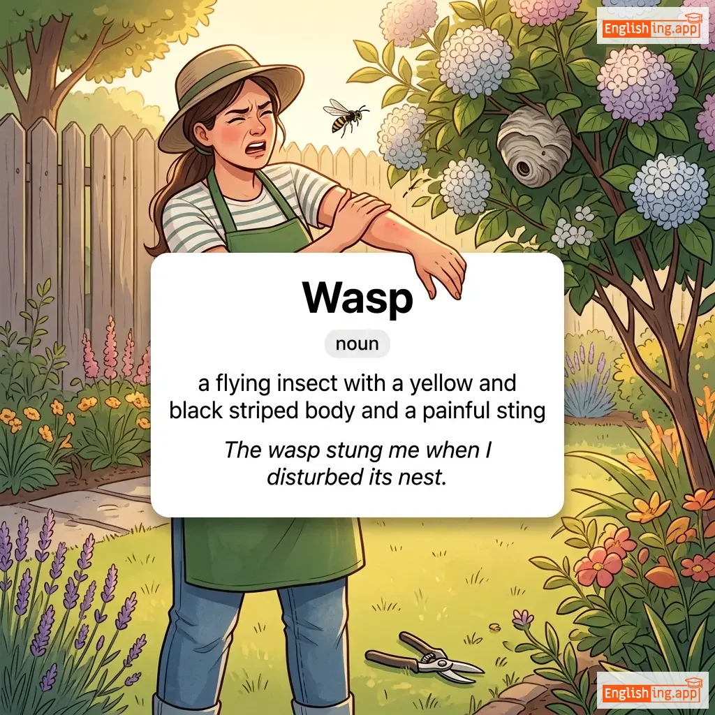 Wasp definition card — visual illustration of the meaning