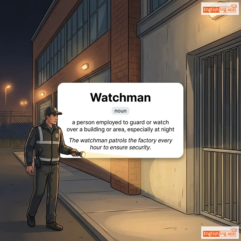 Watchman definition card — visual illustration of the meaning