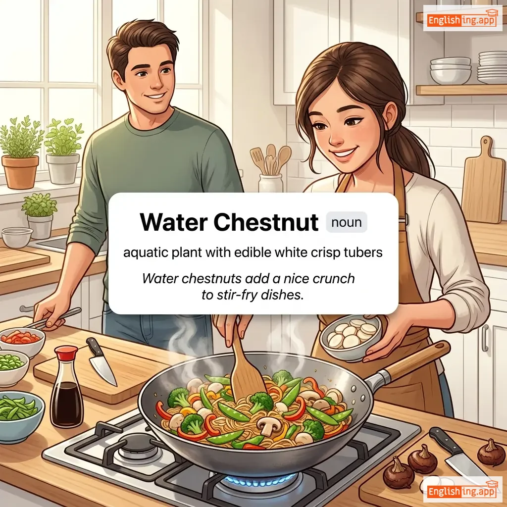 Water Chestnut definition card — visual illustration of the meaning