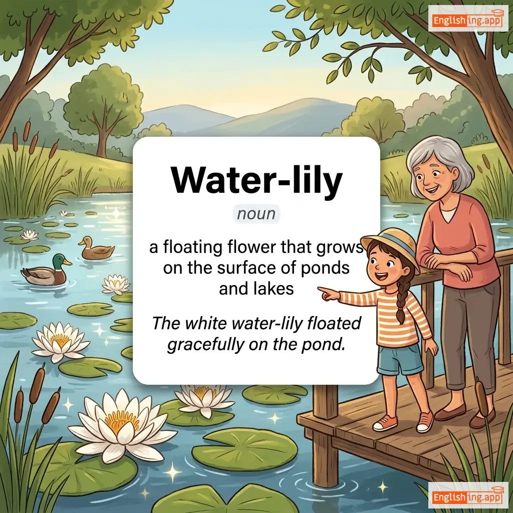 Water-lily definition card — visual illustration of the meaning