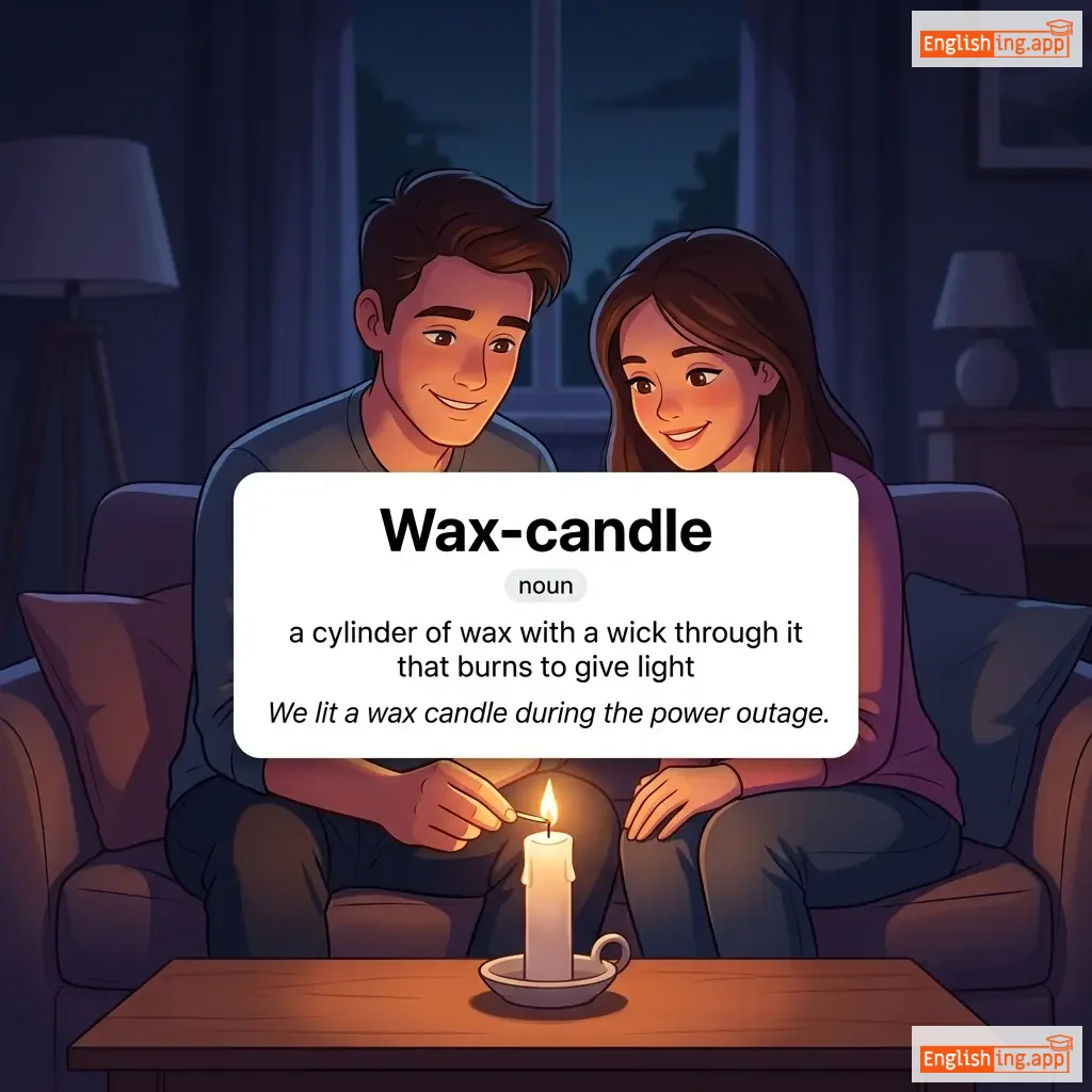 Wax-candle definition card — visual illustration of the meaning