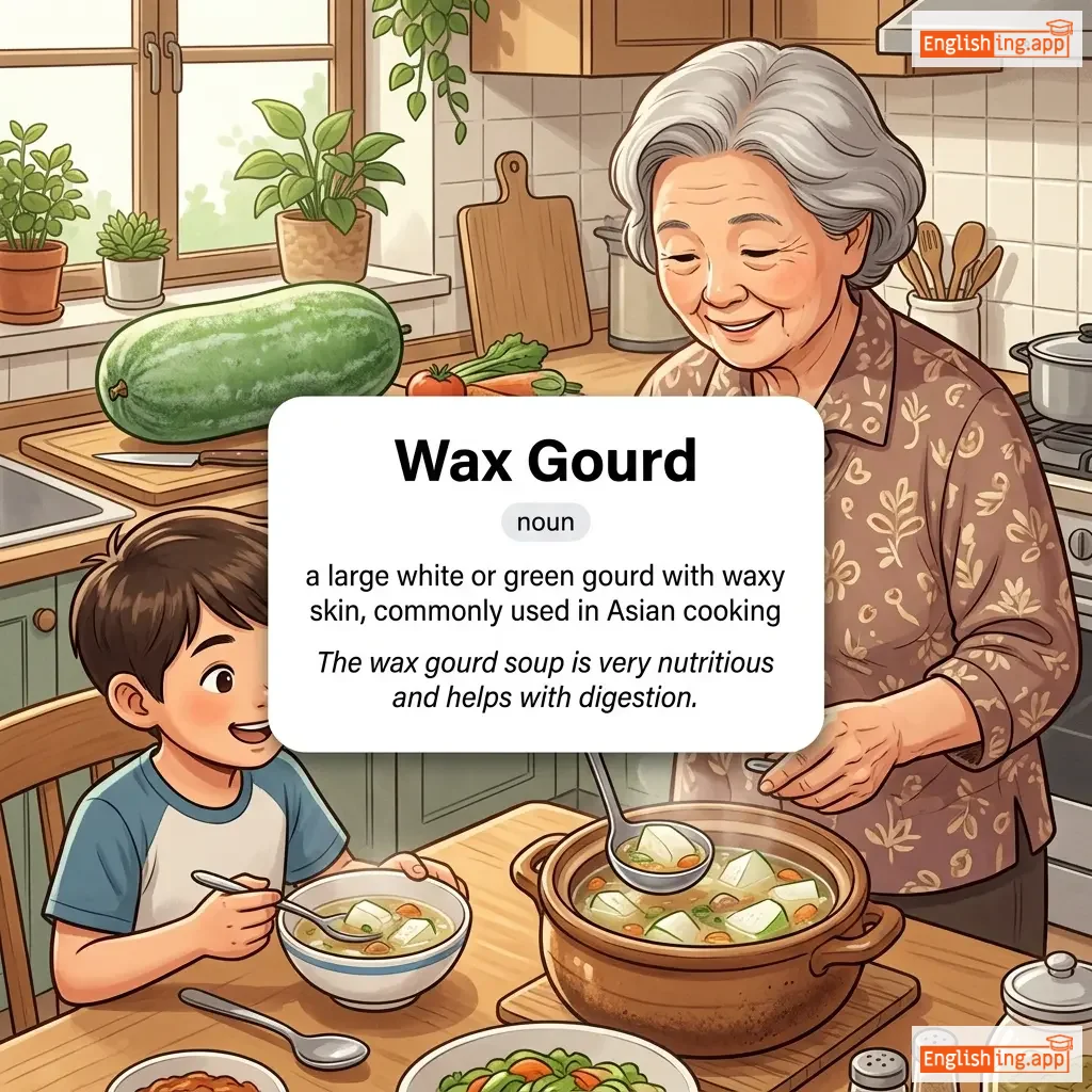 Wax Gourd definition card — visual illustration of the meaning