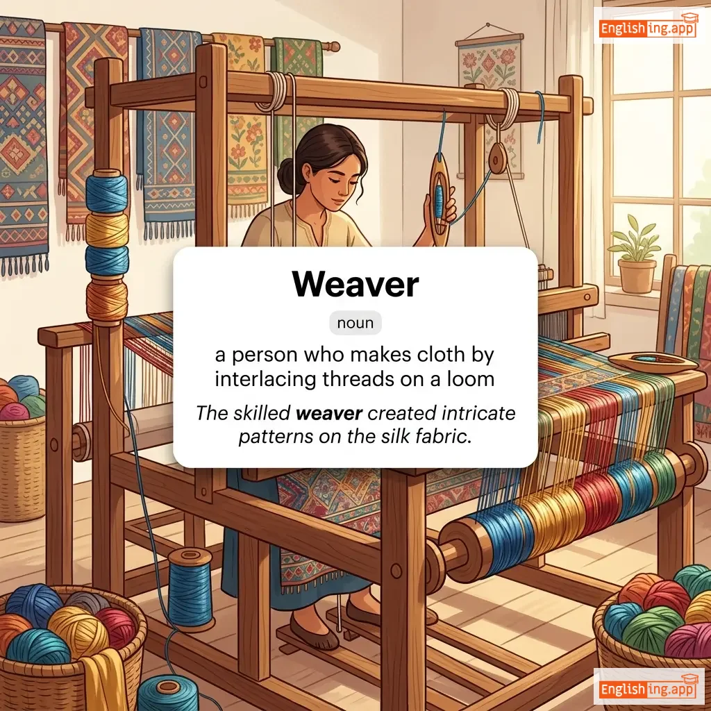 Weaver definition card — visual illustration of the meaning
