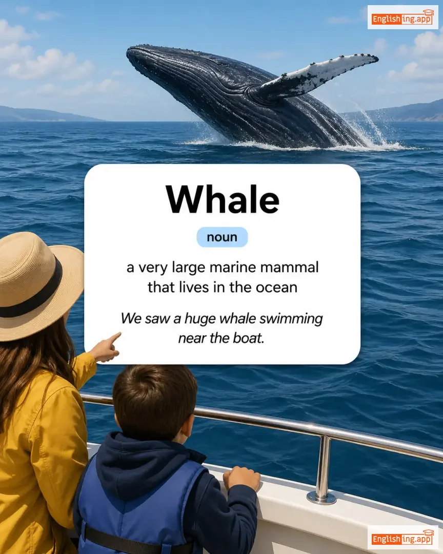 Whale definition card — visual illustration of the meaning