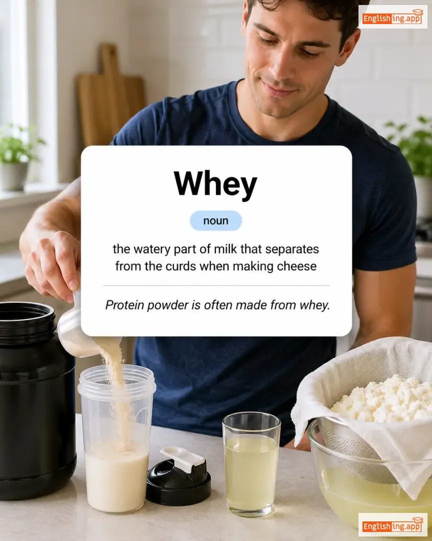Whey definition card — visual illustration of the meaning