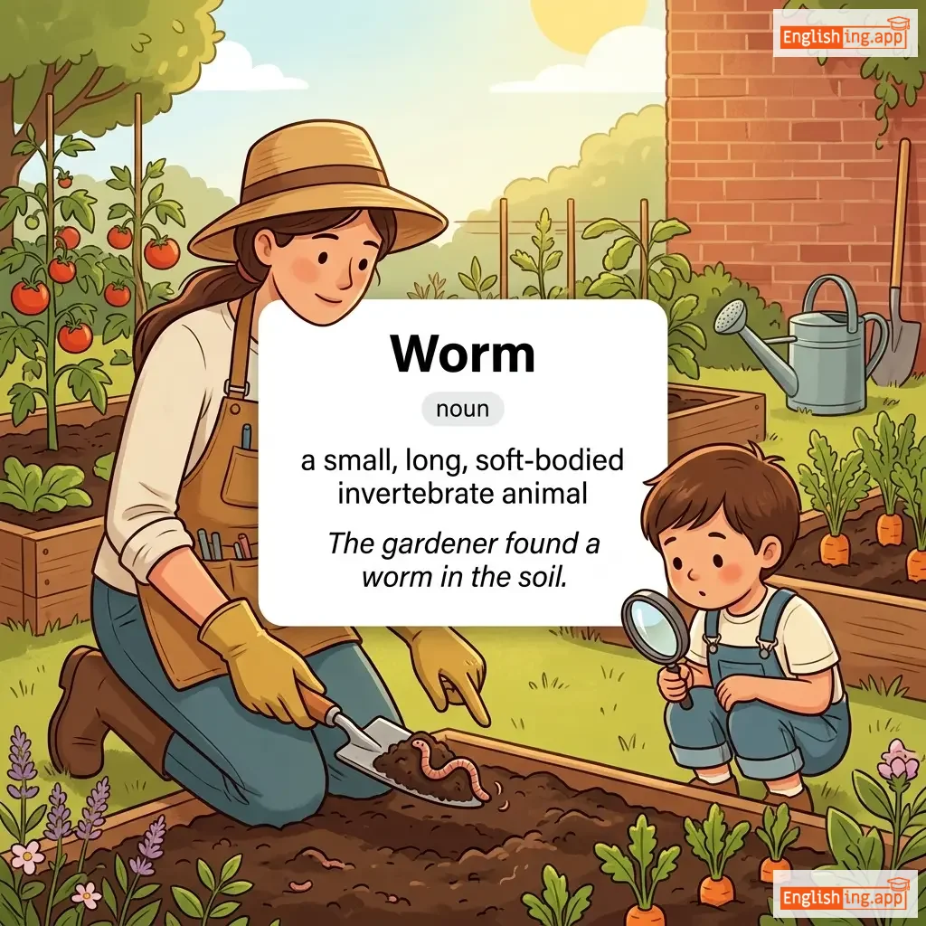 Worm definition card — visual illustration of the meaning