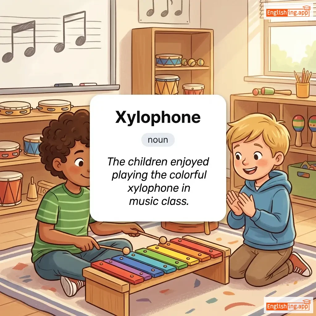 Xylophone definition card — visual illustration of the meaning
