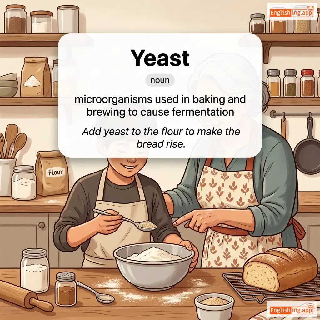 Yeast definition card — visual illustration of the meaning