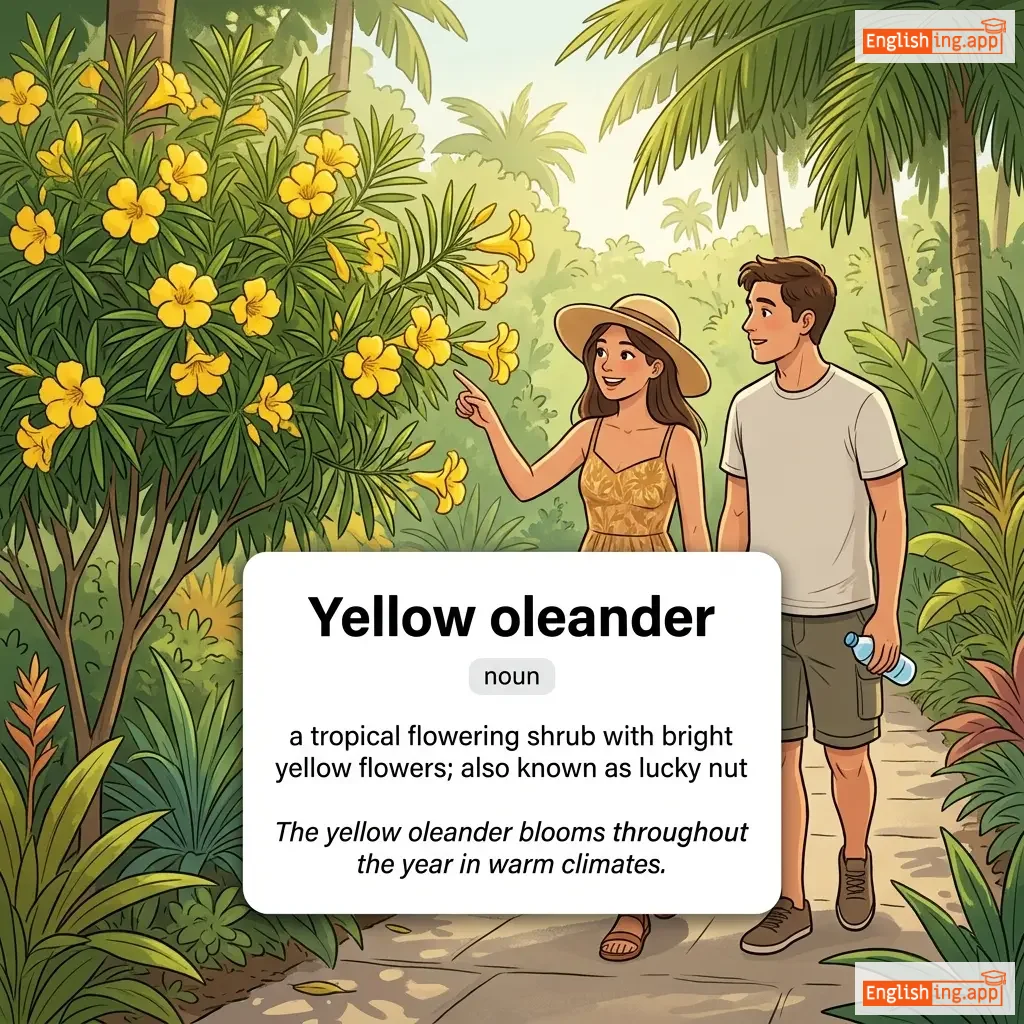 Yellow oleander definition card — visual illustration of the meaning