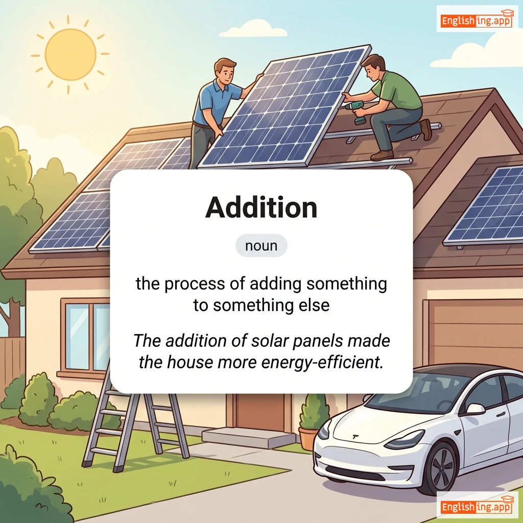 Addition definition card — visual illustration of the meaning