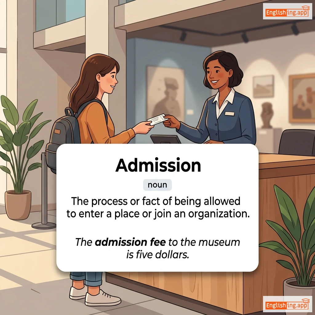 Admission definition card — visual illustration of the meaning