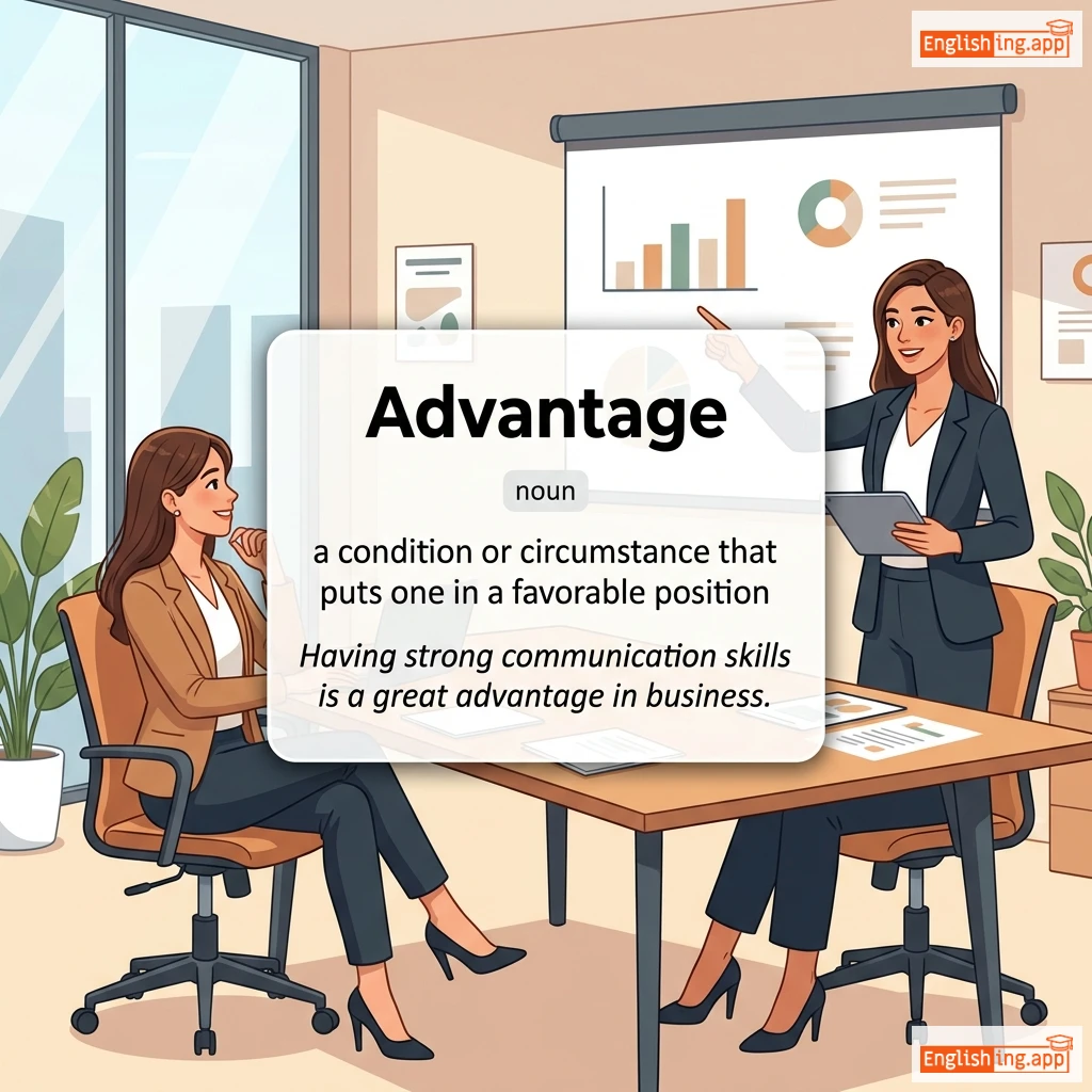 Advantage definition card — visual illustration of the meaning