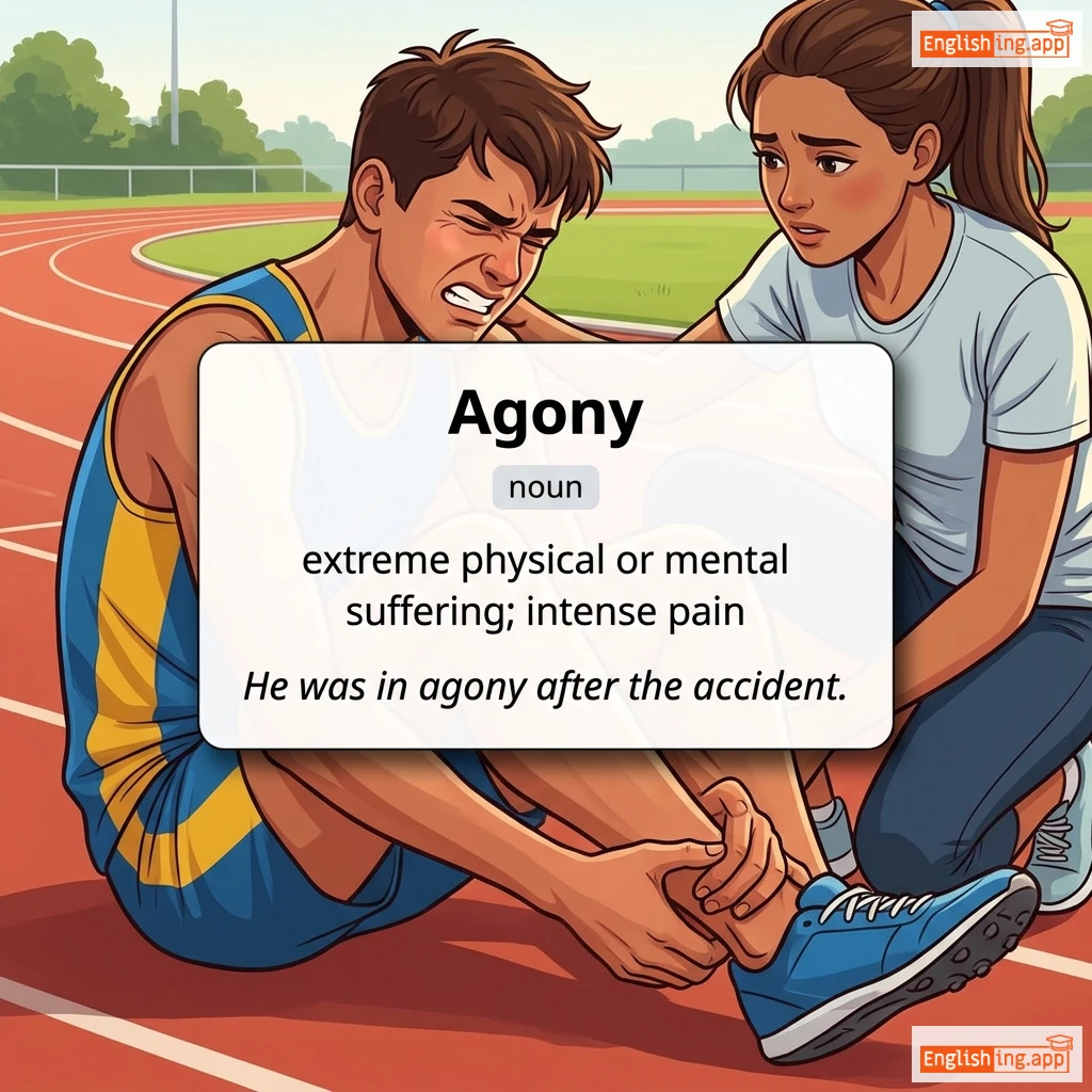 Agony definition card — visual illustration of the meaning