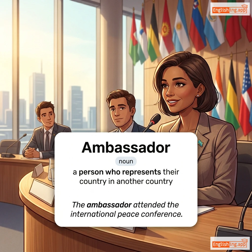 Ambassador definition card — visual illustration of the meaning