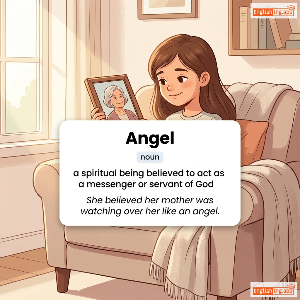 Angel definition card — visual illustration of the meaning