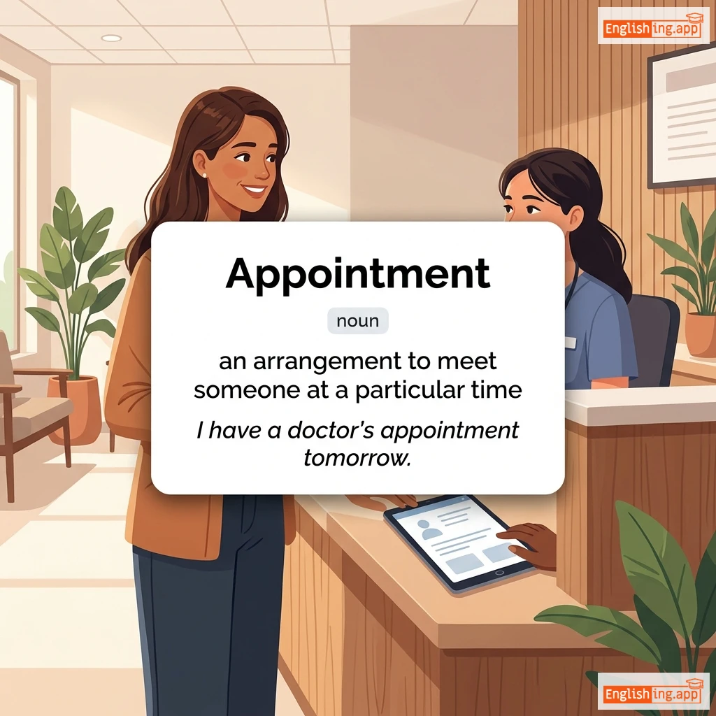 Appointment definition card — visual illustration of the meaning