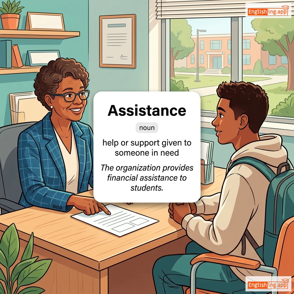 Assistance definition card — visual illustration of the meaning