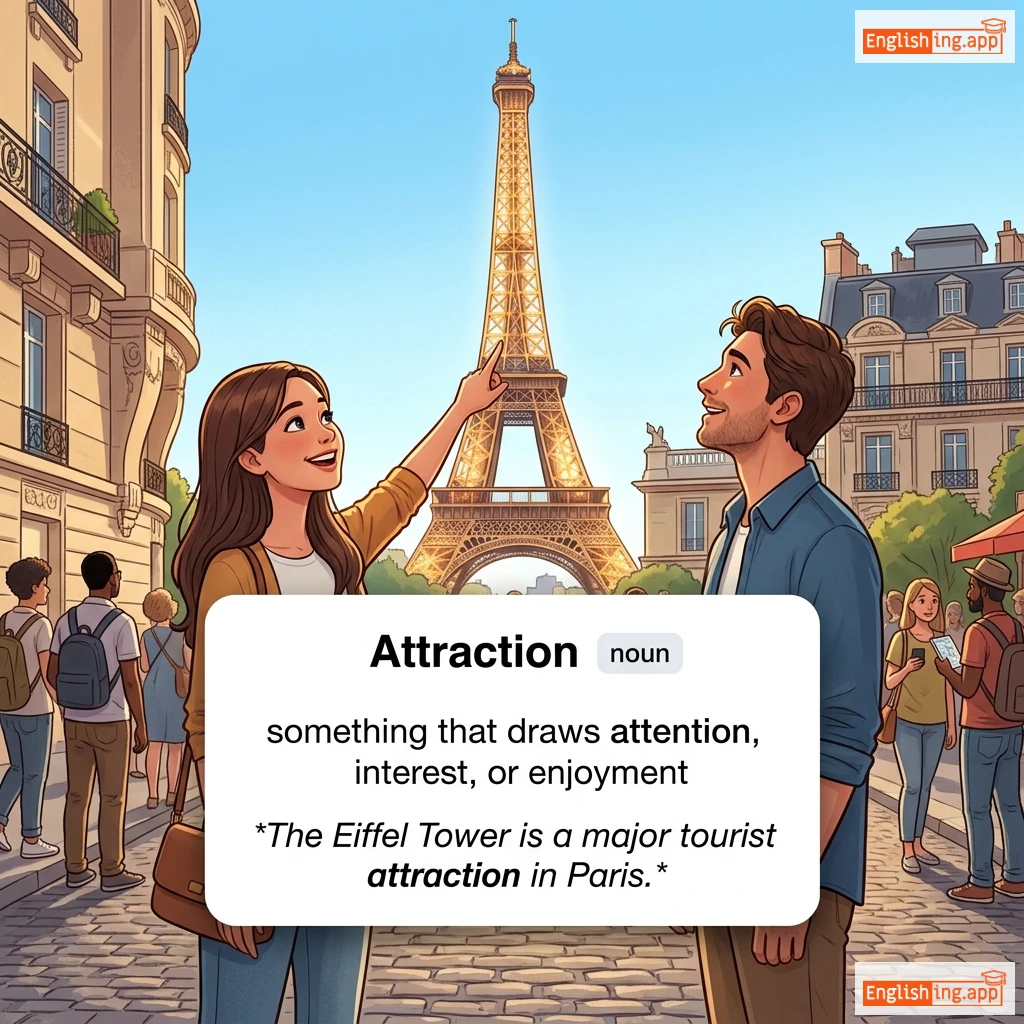 Attraction definition card — visual illustration of the meaning