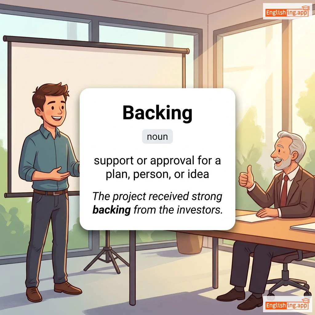 Backing definition card — visual illustration of the meaning