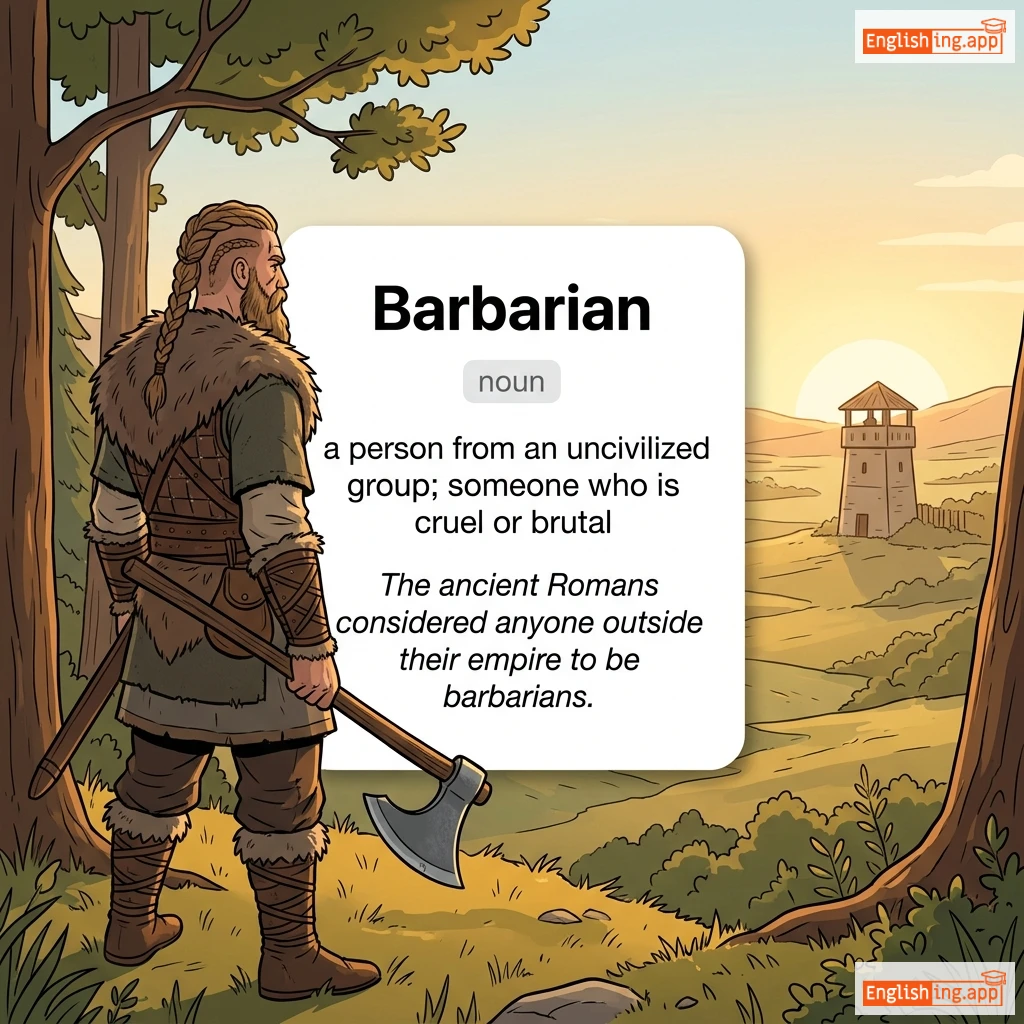 Barbarian definition card — visual illustration of the meaning