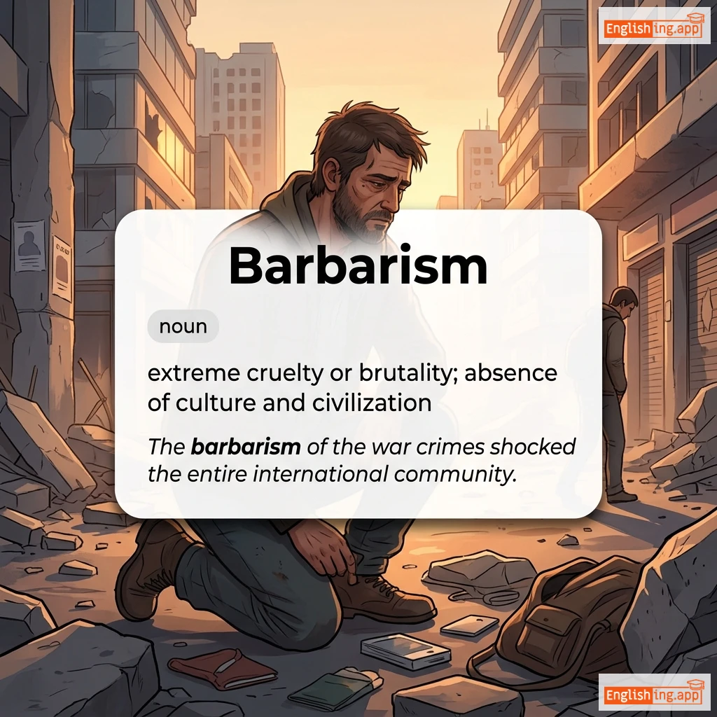 Barbarism definition card — visual illustration of the meaning