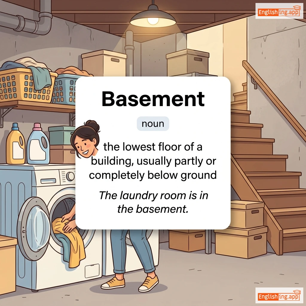 Basement definition card — visual illustration of the meaning