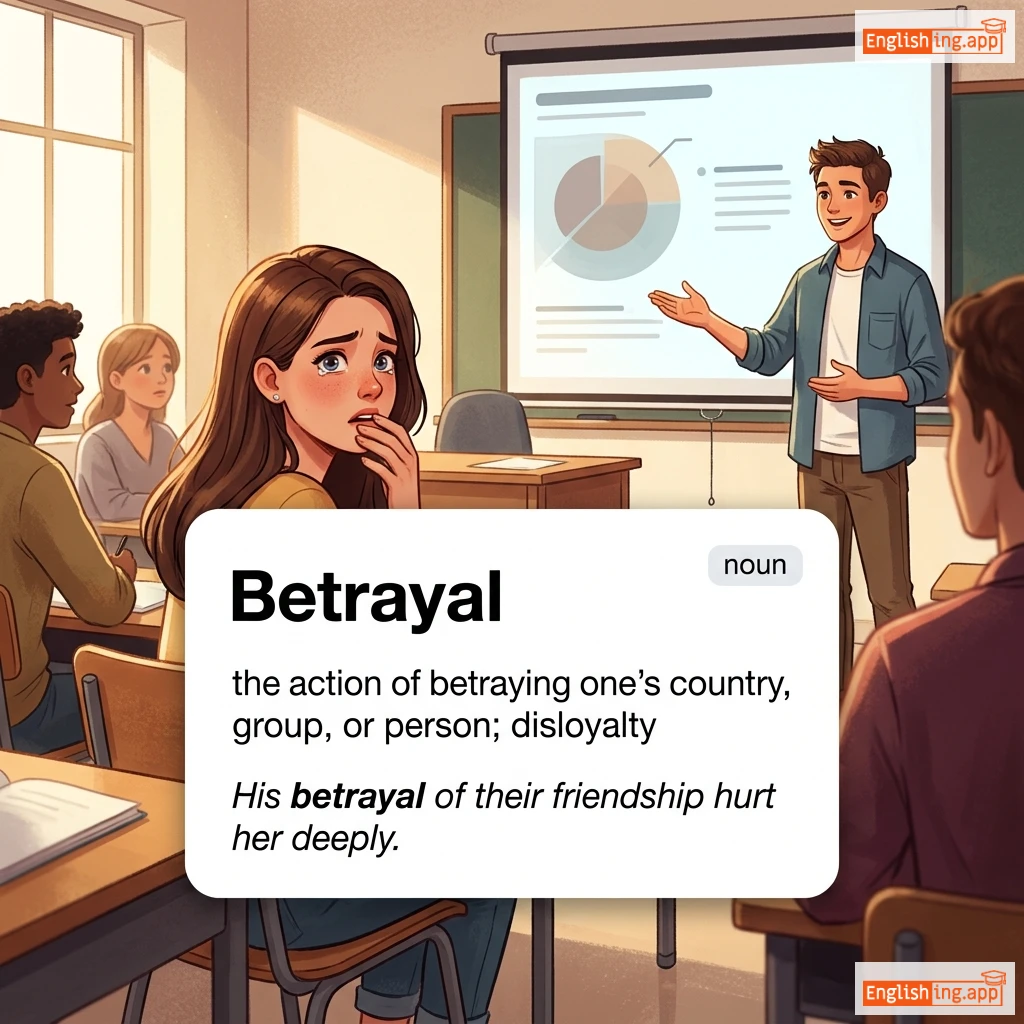 Betrayal definition card — visual illustration of the meaning