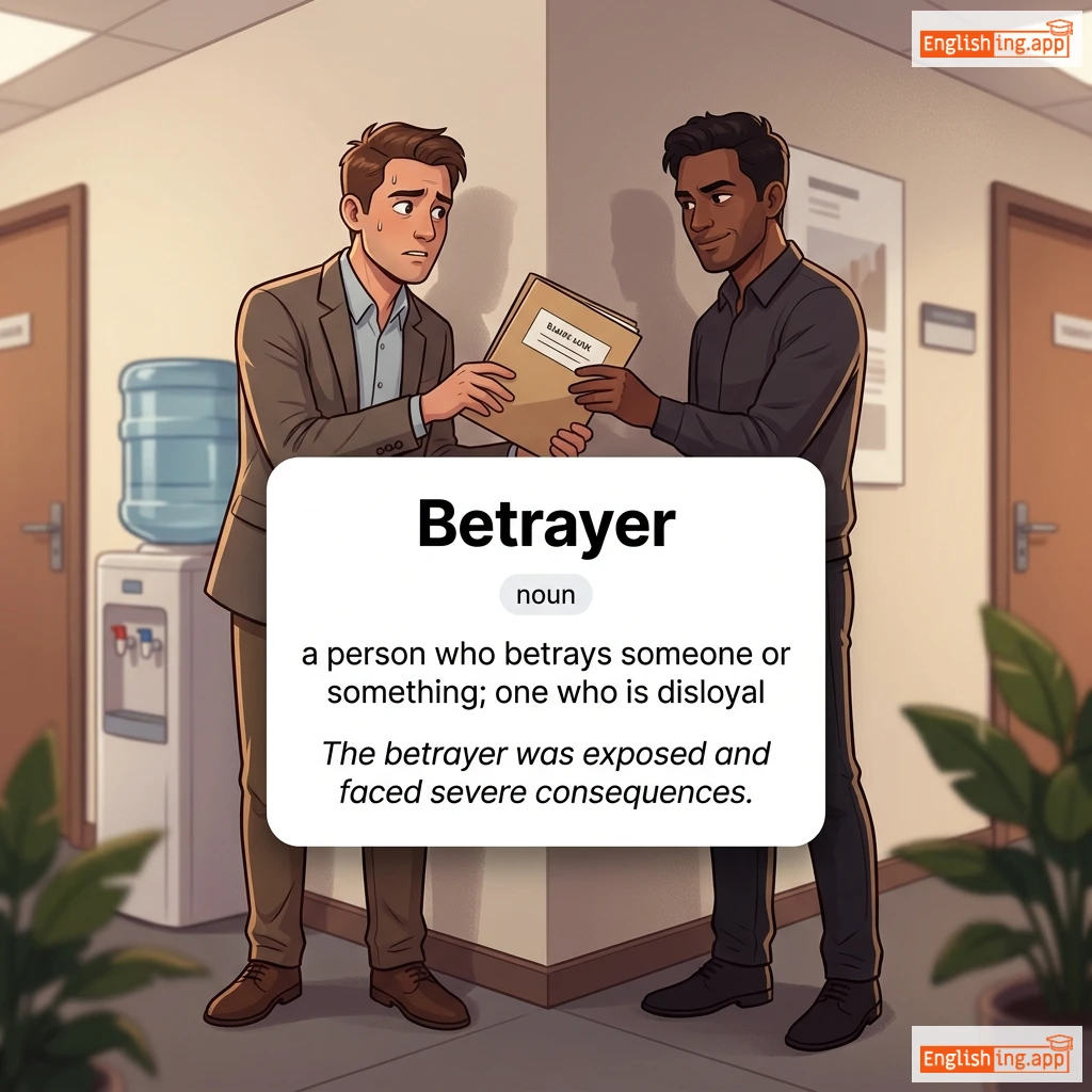 Betrayer definition card — visual illustration of the meaning