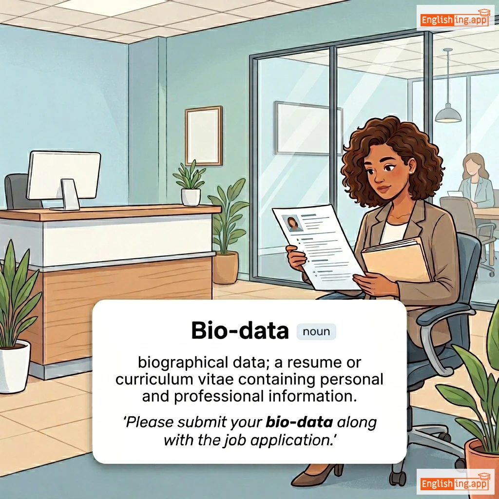 Bio-data definition card — visual illustration of the meaning