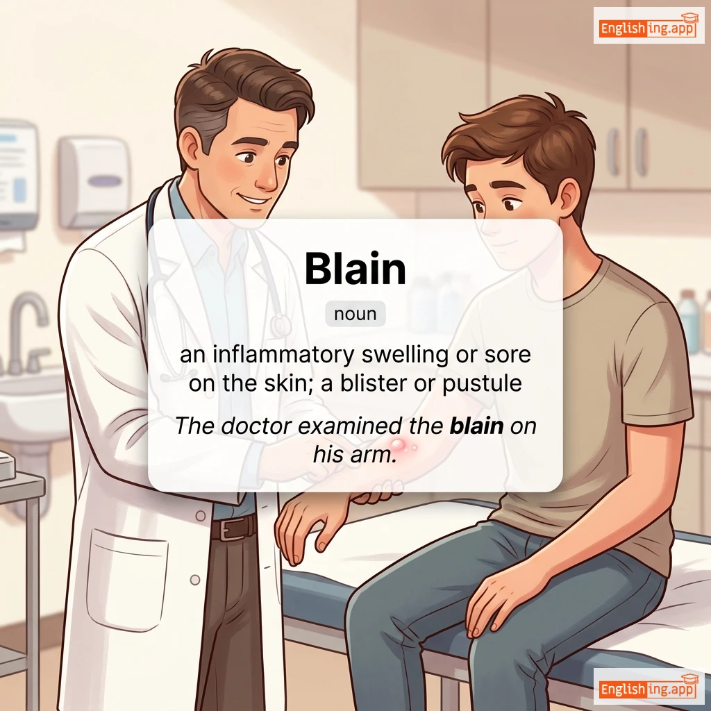 Blain definition card — visual illustration of the meaning