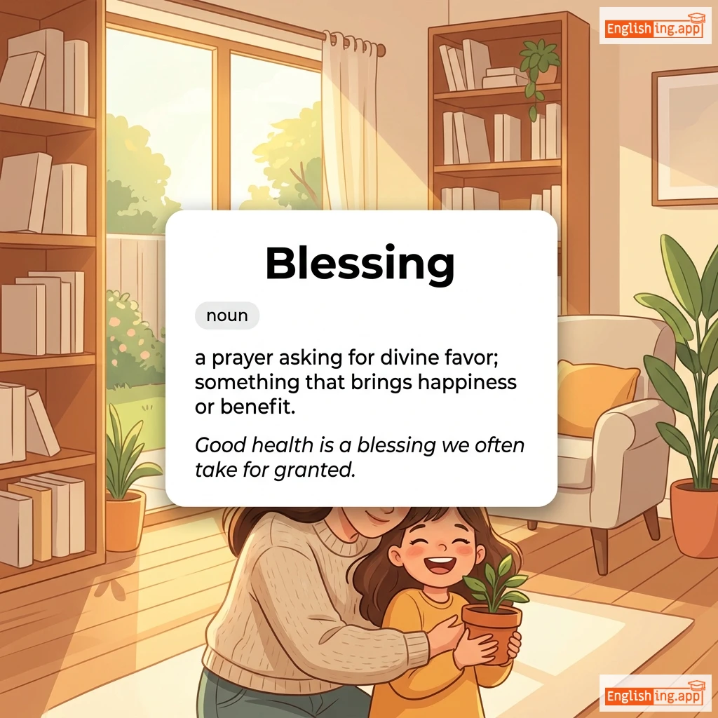 Blessing definition card — visual illustration of the meaning