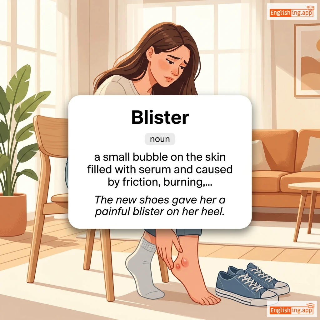 Blister definition card — visual illustration of the meaning