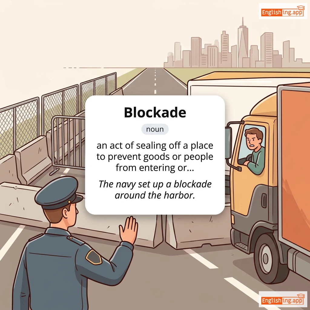 Blockade definition card — visual illustration of the meaning